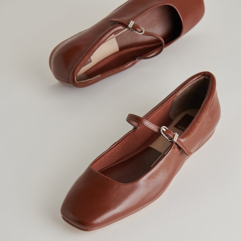 Dolce Vita Reyes Ballet Flats Brown Crinkle Patent
