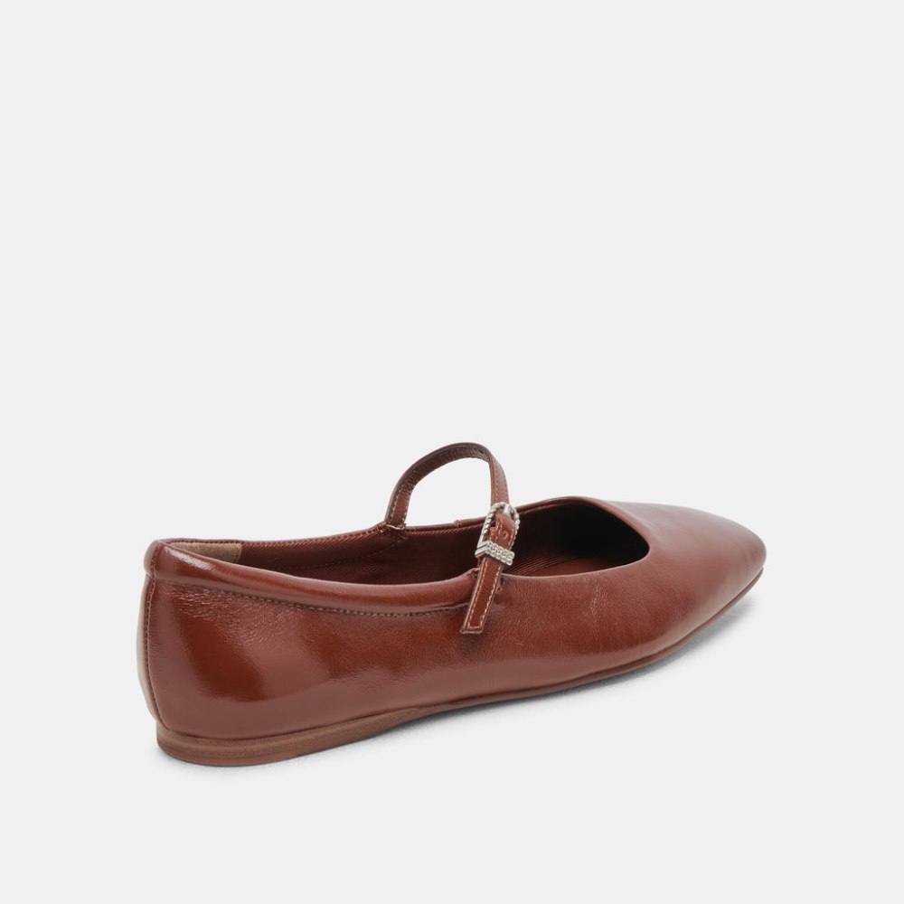 Dolce Vita Reyes Ballet Flats Brown Crinkle Patent