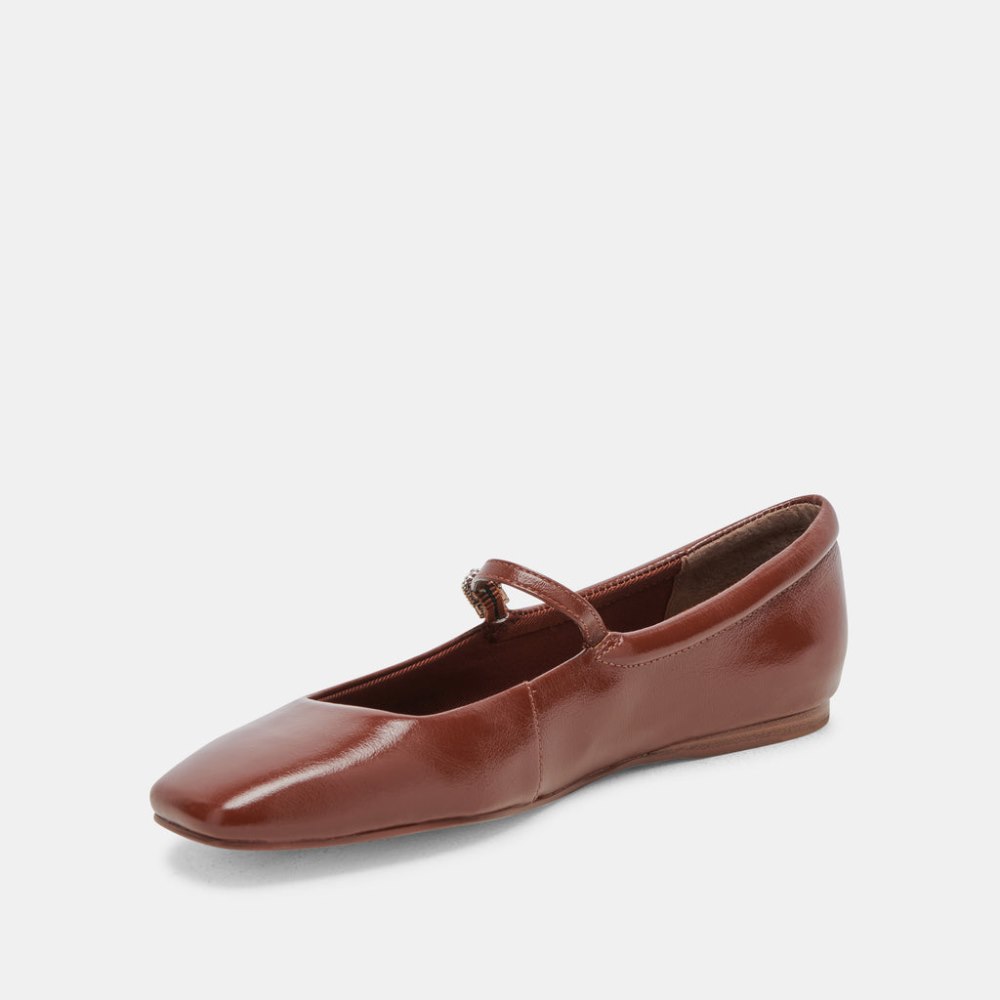 Dolce Vita Reyes Ballet Flats Brown Crinkle Patent