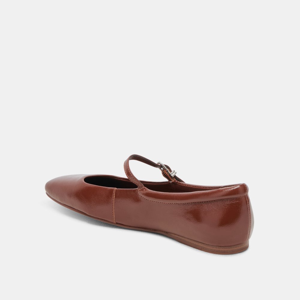 Dolce Vita Reyes Ballet Flats Brown Crinkle Patent