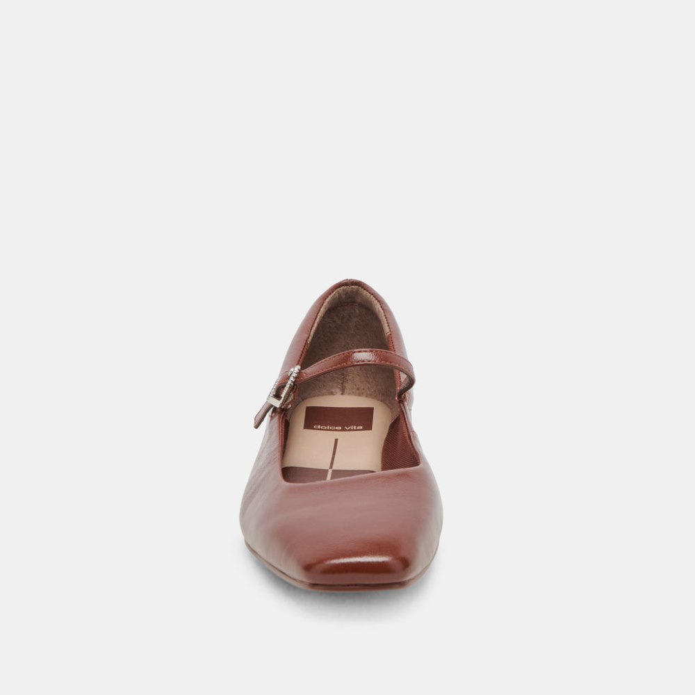 Dolce Vita Reyes Ballet Flats Brown Crinkle Patent