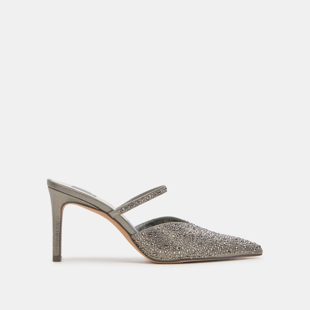 Dolce Vita Kanika Crystal Heels Gunmetal Fabric