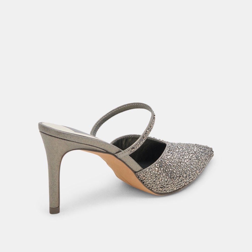 Dolce Vita Kanika Crystal Heels Gunmetal Fabric