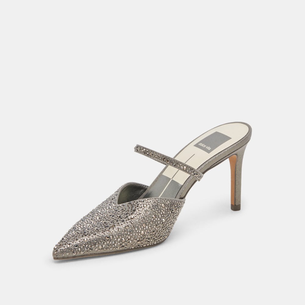 Dolce Vita Kanika Crystal Heels Gunmetal Fabric