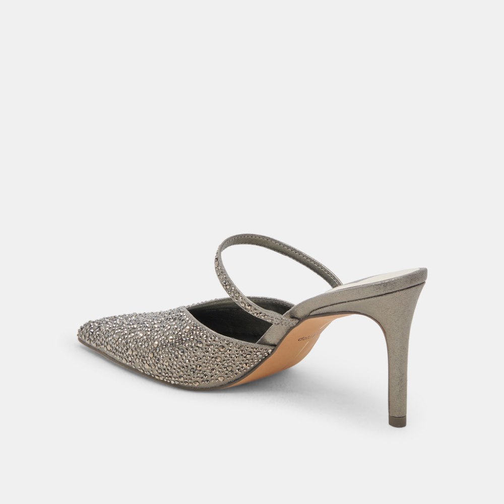 Dolce Vita Kanika Crystal Heels Gunmetal Fabric
