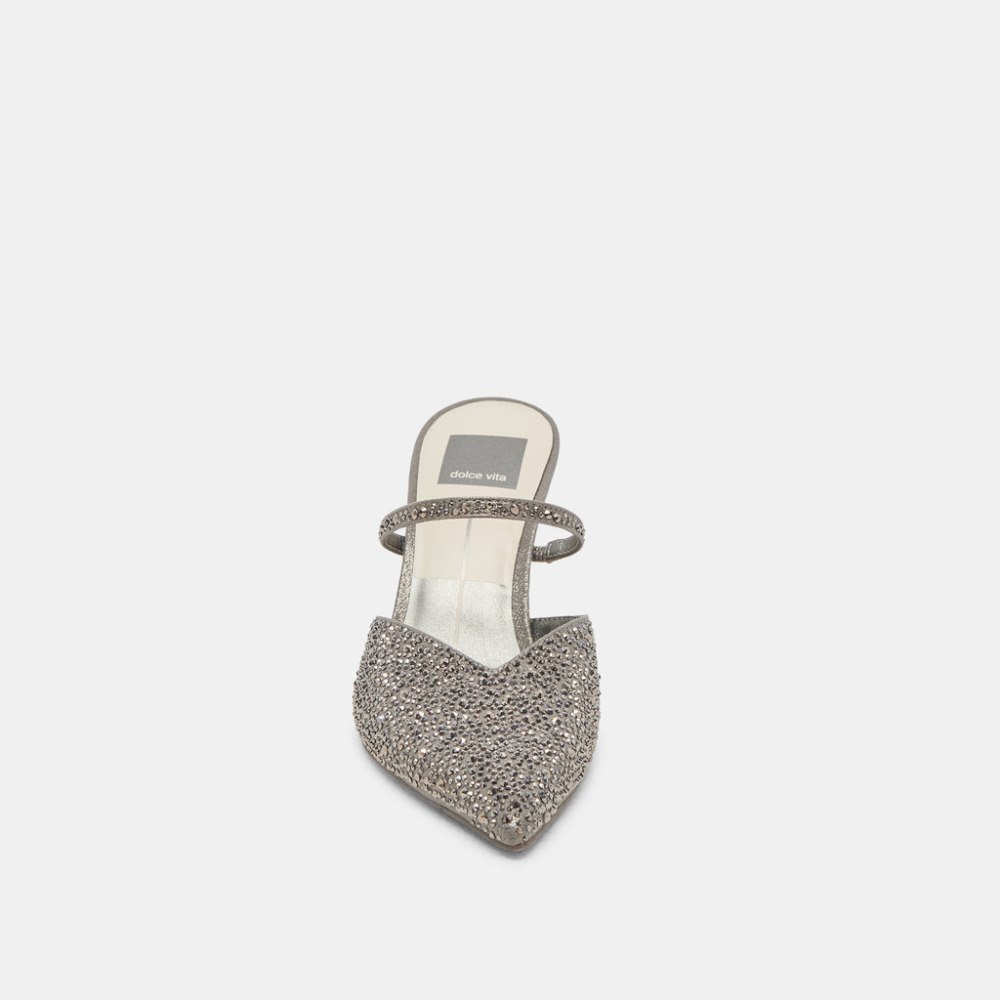 Dolce Vita Kanika Crystal Heels Gunmetal Fabric