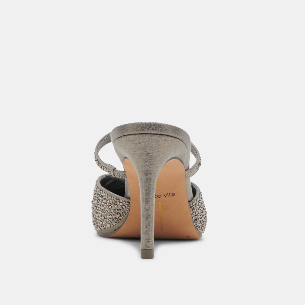 Dolce Vita Kanika Crystal Heels Gunmetal Fabric