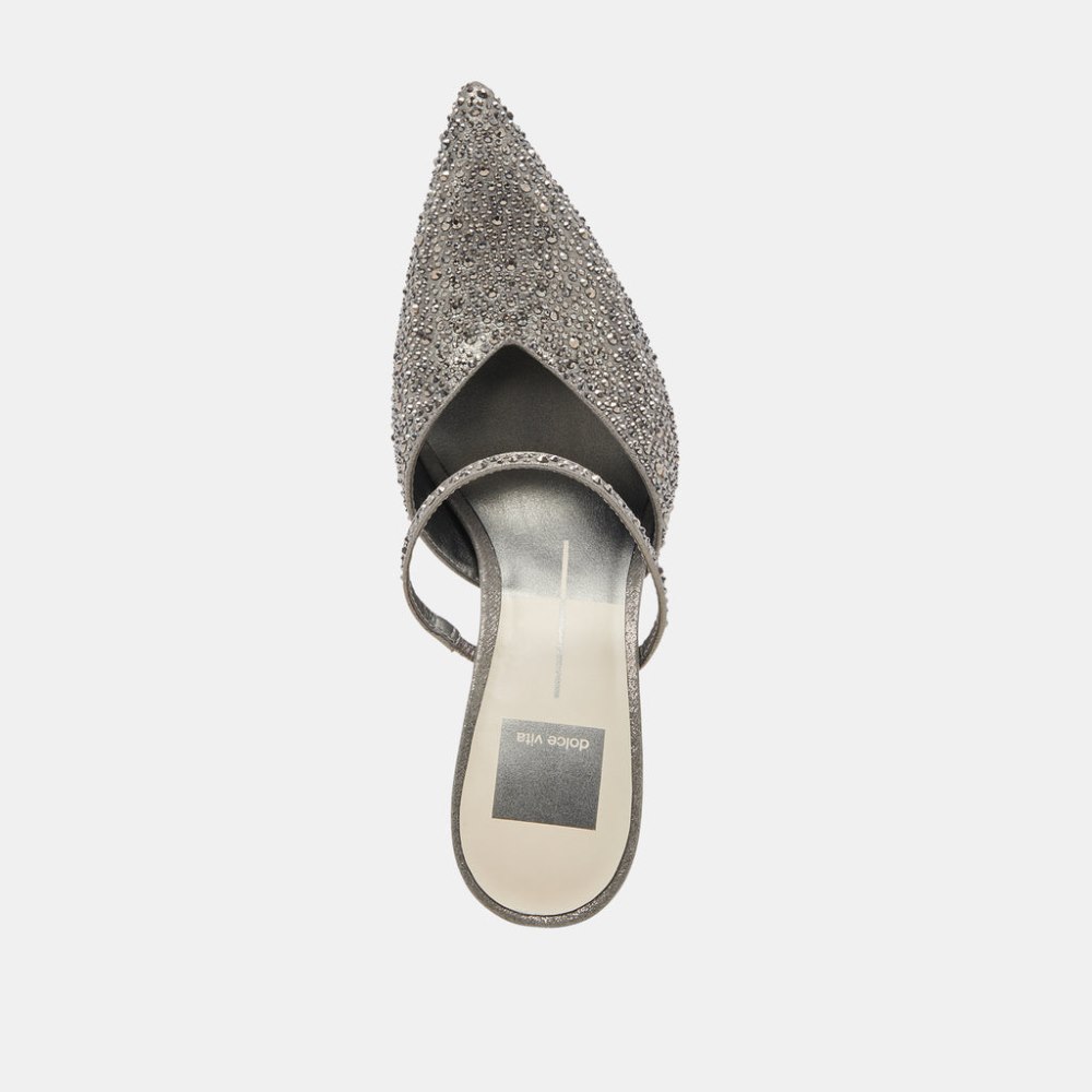 Dolce Vita Kanika Crystal Heels Gunmetal Fabric