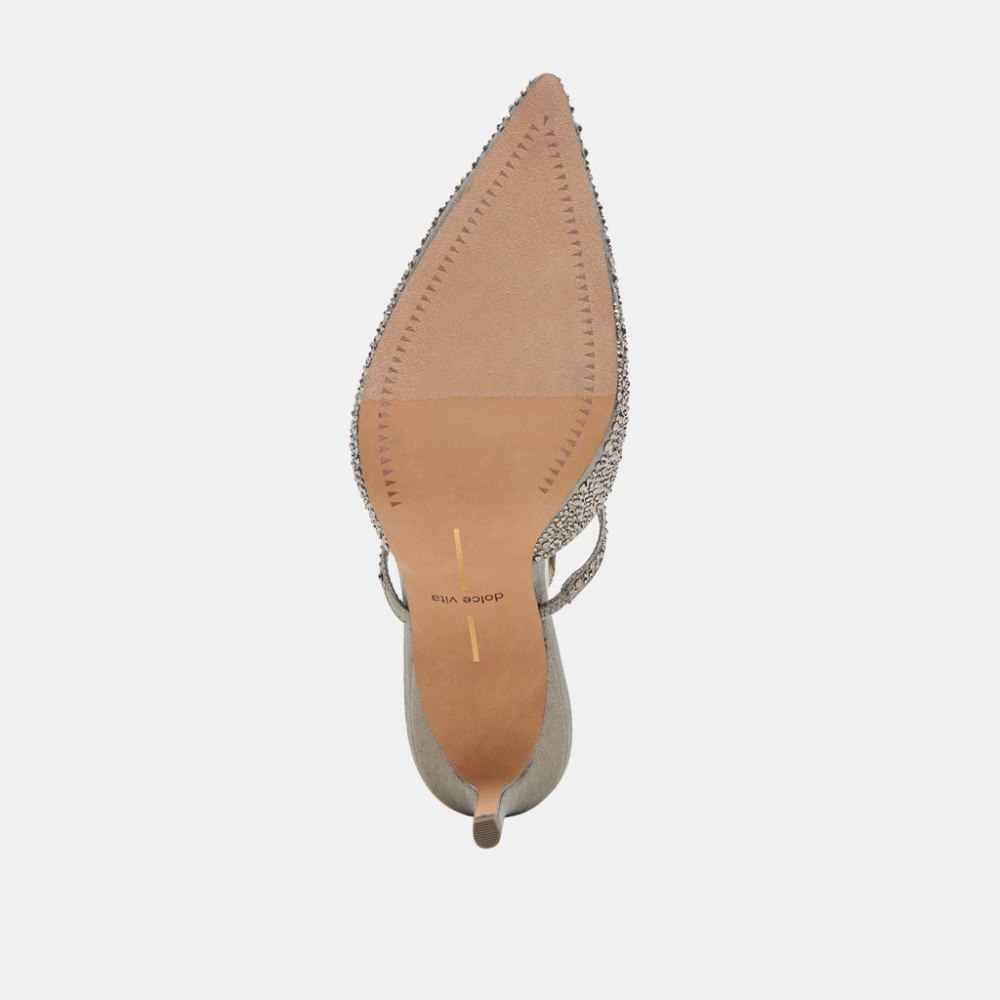 Dolce Vita Kanika Crystal Heels Gunmetal Fabric