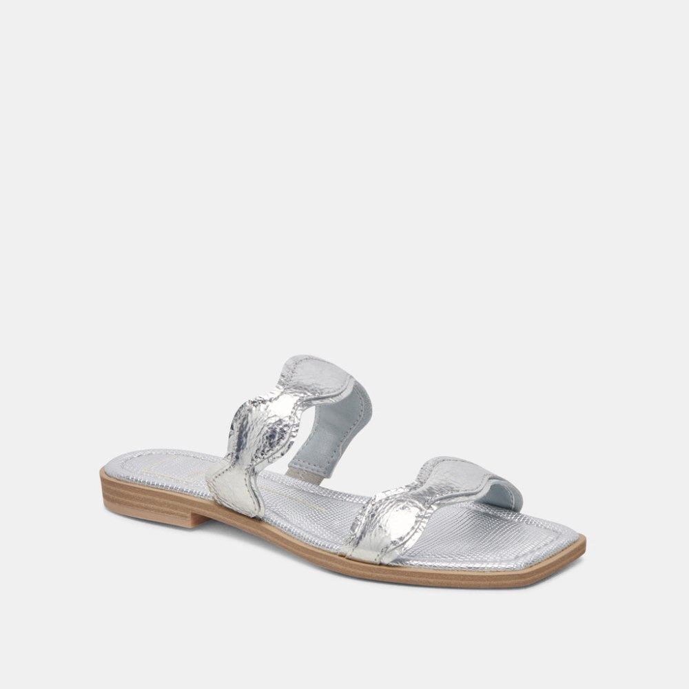 Dolce Vita Ilva Sandals Silver Distressed Leather
