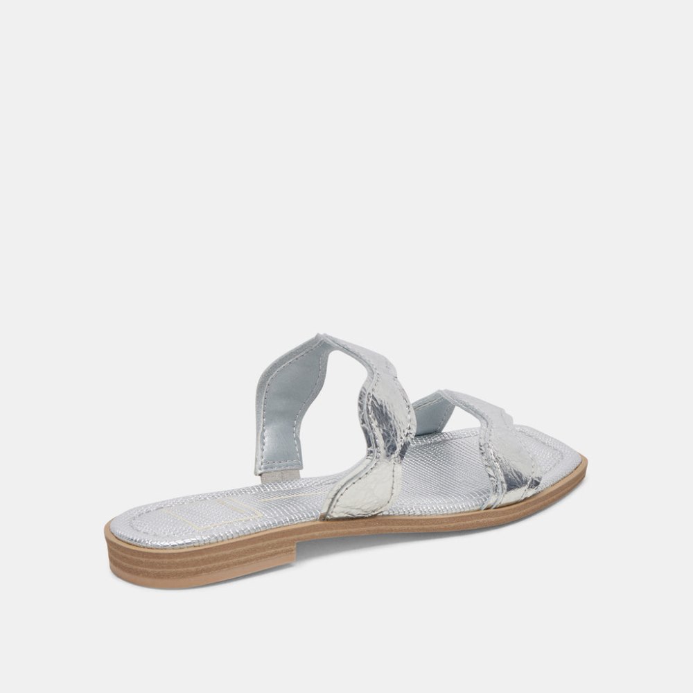 Dolce Vita Ilva Sandals Silver Distressed Leather