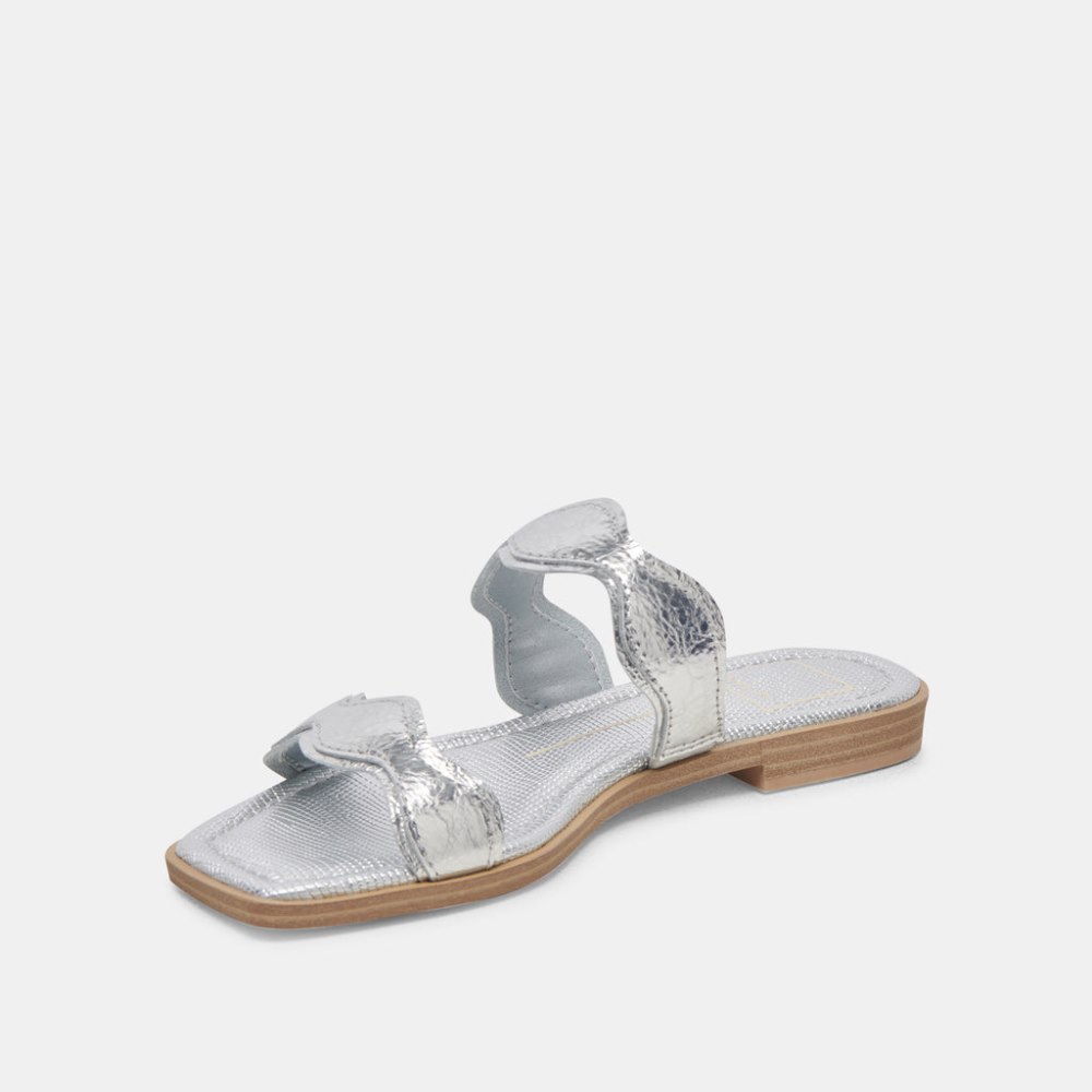 Dolce Vita Ilva Sandals Silver Distressed Leather