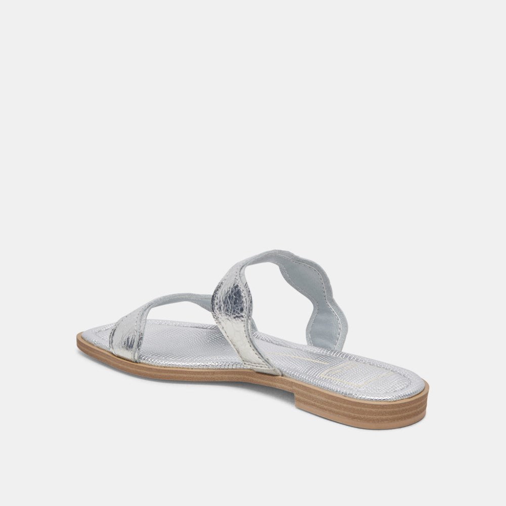 Dolce Vita Ilva Sandals Silver Distressed Leather