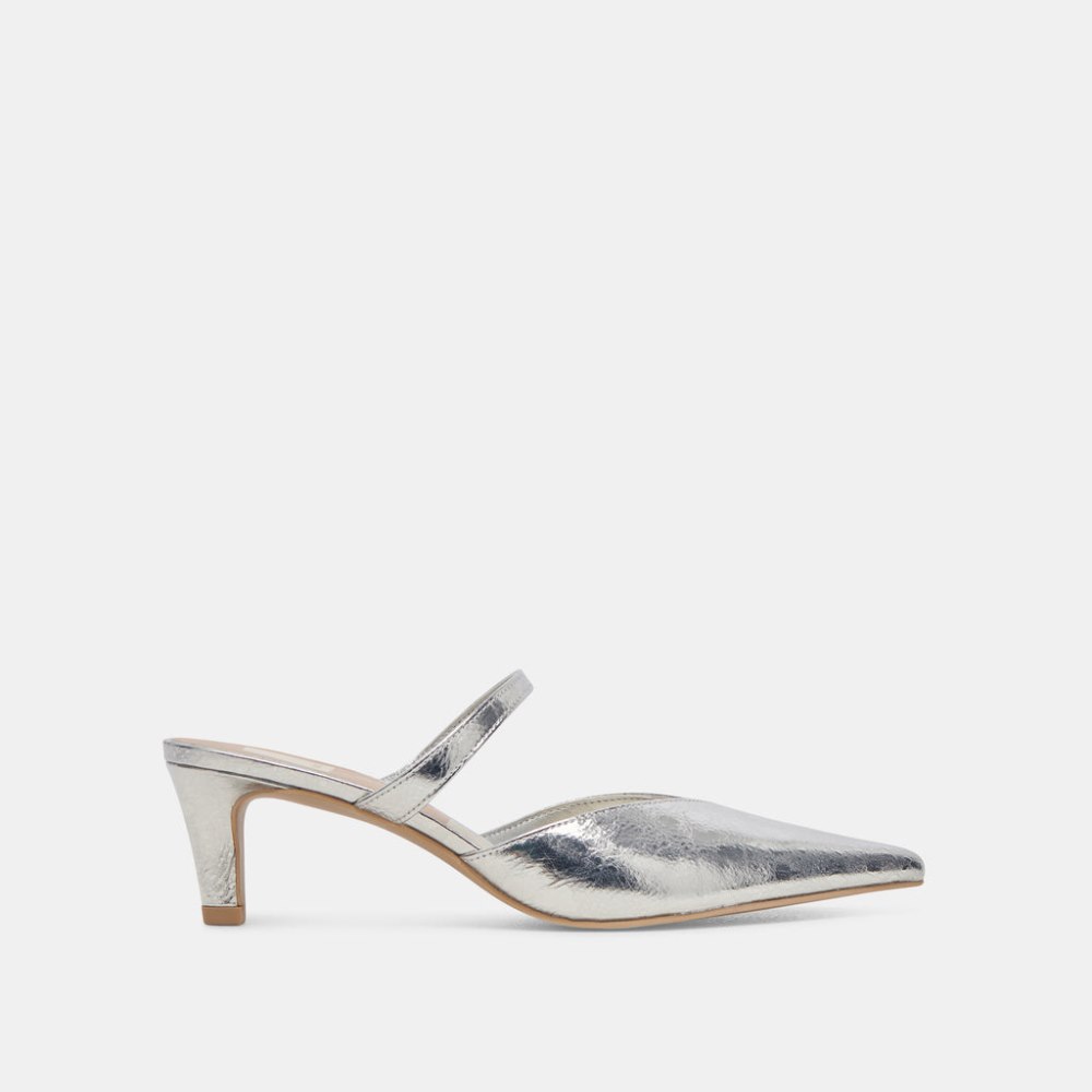 Dolce Vita Kanika Mid Heels Silver Distressed Leather