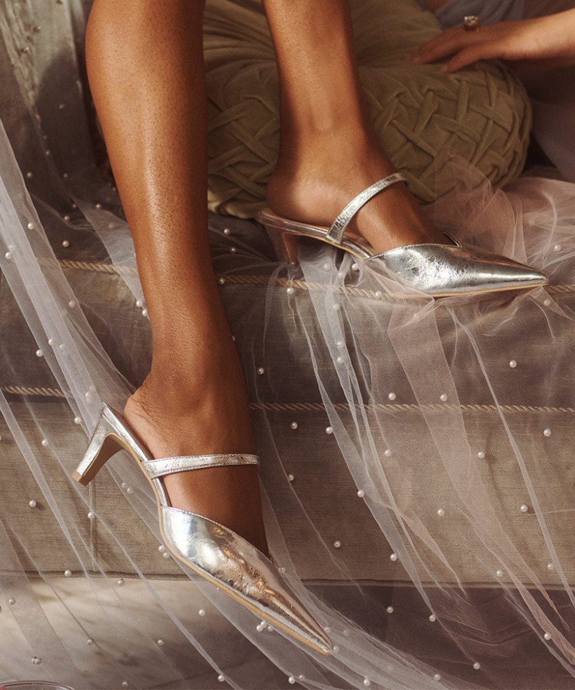 Dolce Vita Kanika Mid Heels Silver Distressed Leather