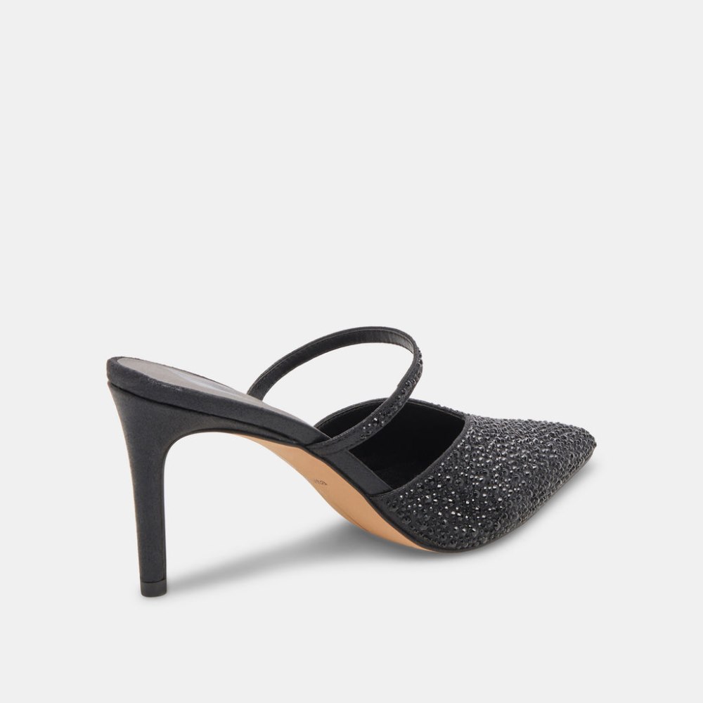 Dolce Vita Kanika Crystal Heels Black Metallic Fabric
