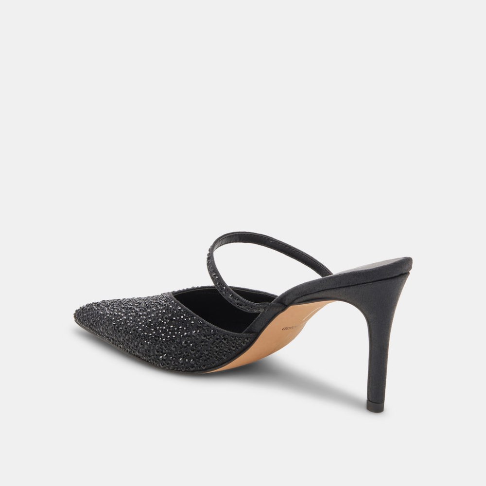 Dolce Vita Kanika Crystal Heels Black Metallic Fabric