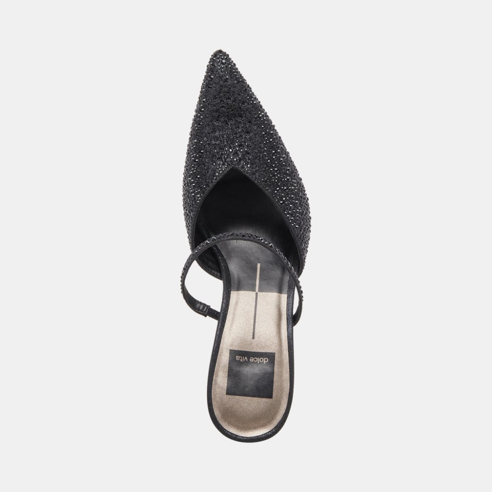Dolce Vita Kanika Crystal Heels Black Metallic Fabric
