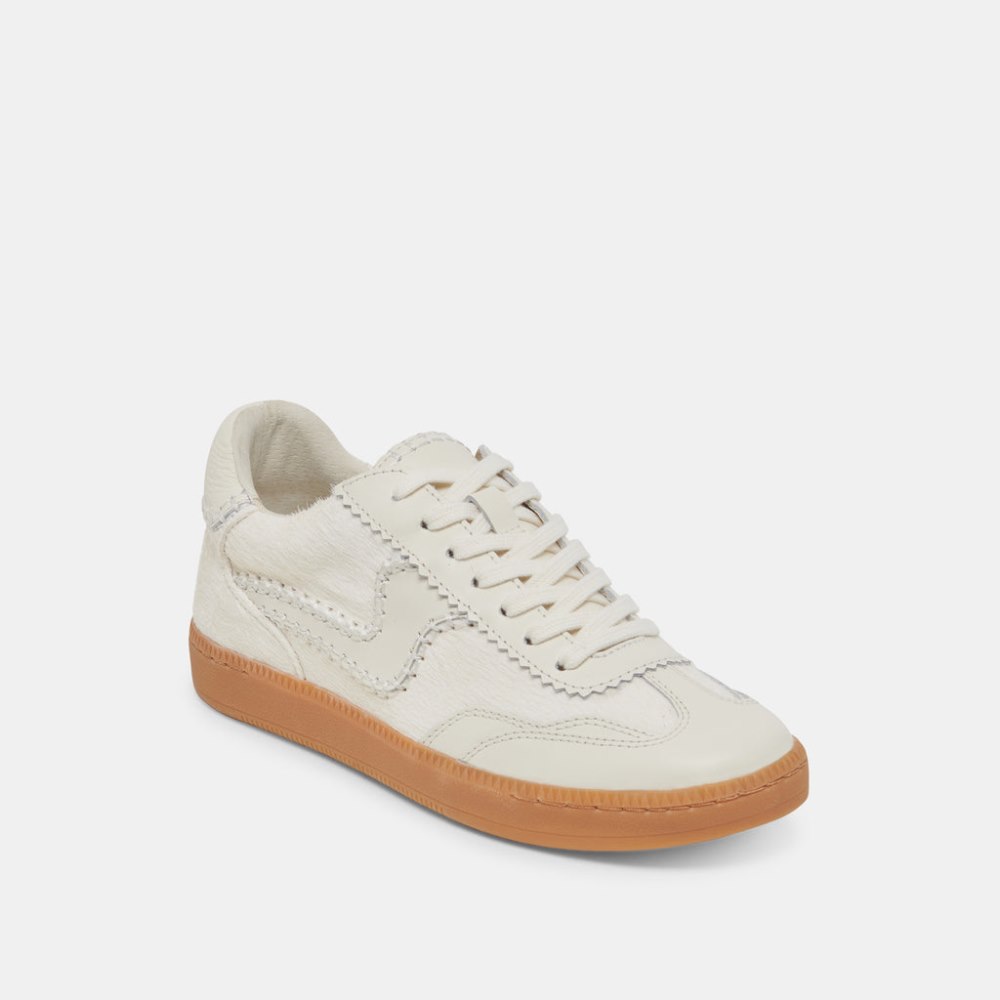 Dolce Vita Notice Stitch Sneakers Ivory Calf Hair
