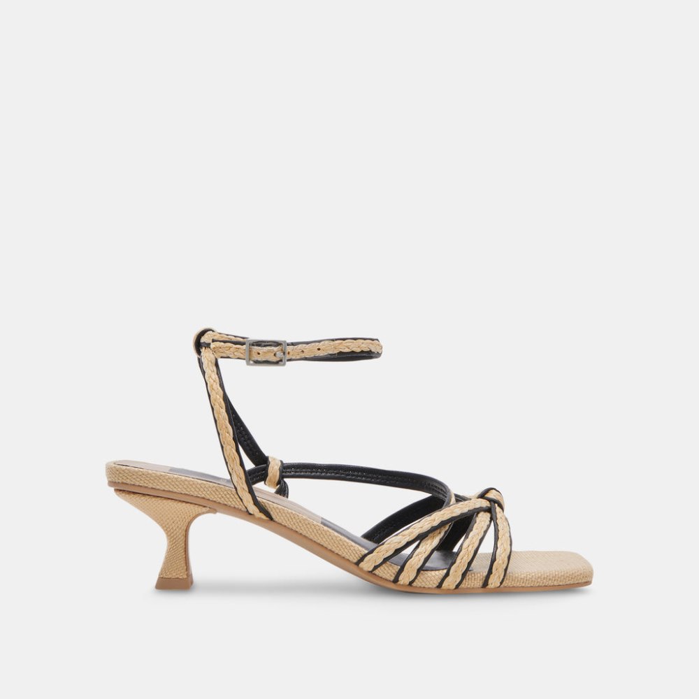 Dolce Vita Bev Braid Heels Black Natural Jute