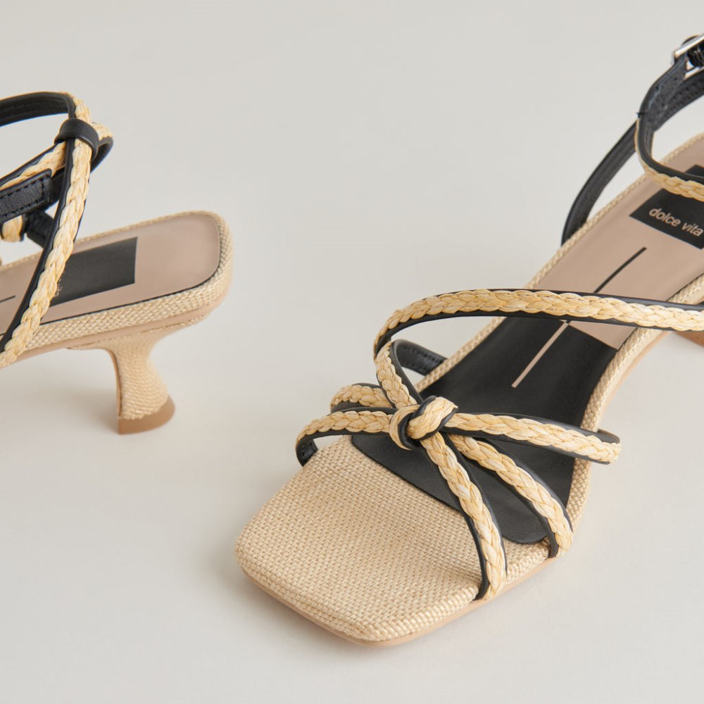 Dolce Vita Bev Braid Heels Black Natural Jute