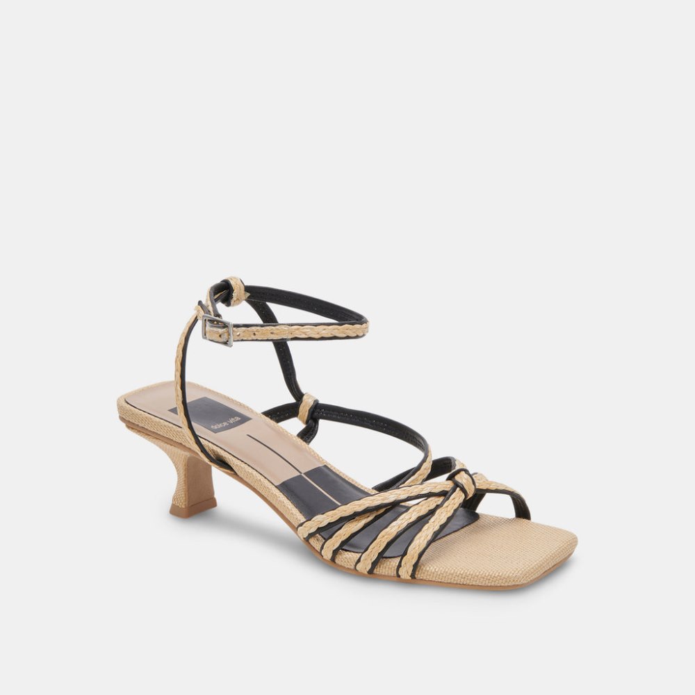 Dolce Vita Bev Braid Heels Black Natural Jute