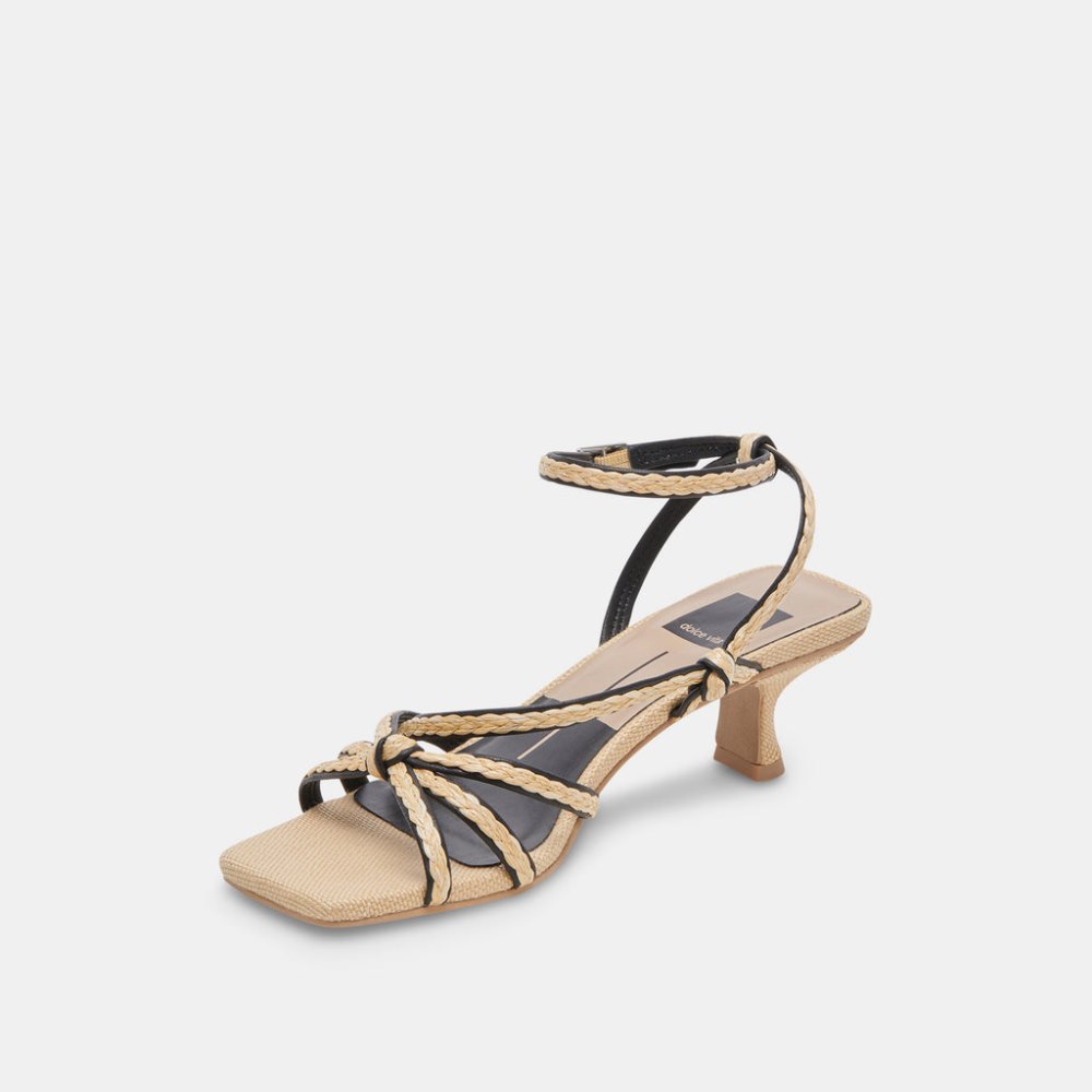 Dolce Vita Bev Braid Heels Black Natural Jute