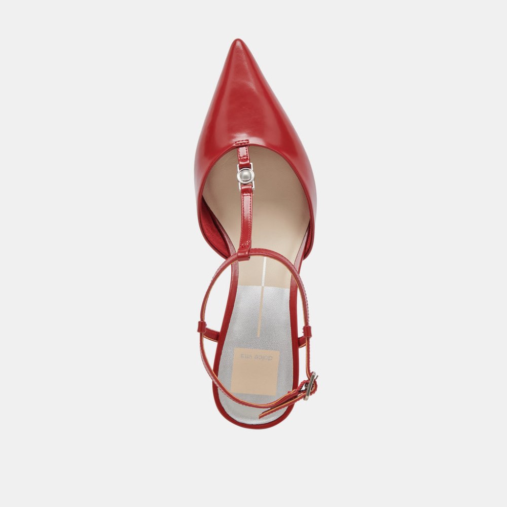 Dolce Vita Lavon Heels Red Crinkle Patent