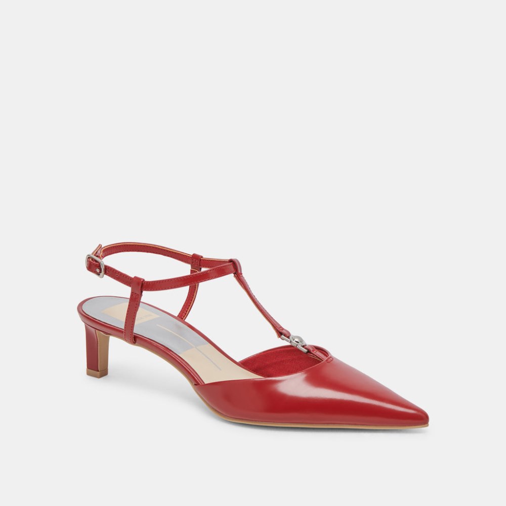 Dolce Vita Lavon Heels Red Crinkle Patent