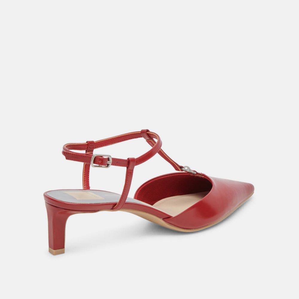 Dolce Vita Lavon Heels Red Crinkle Patent