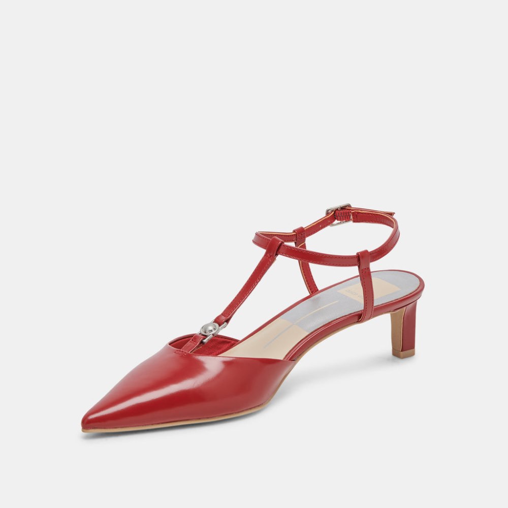 Dolce Vita Lavon Heels Red Crinkle Patent