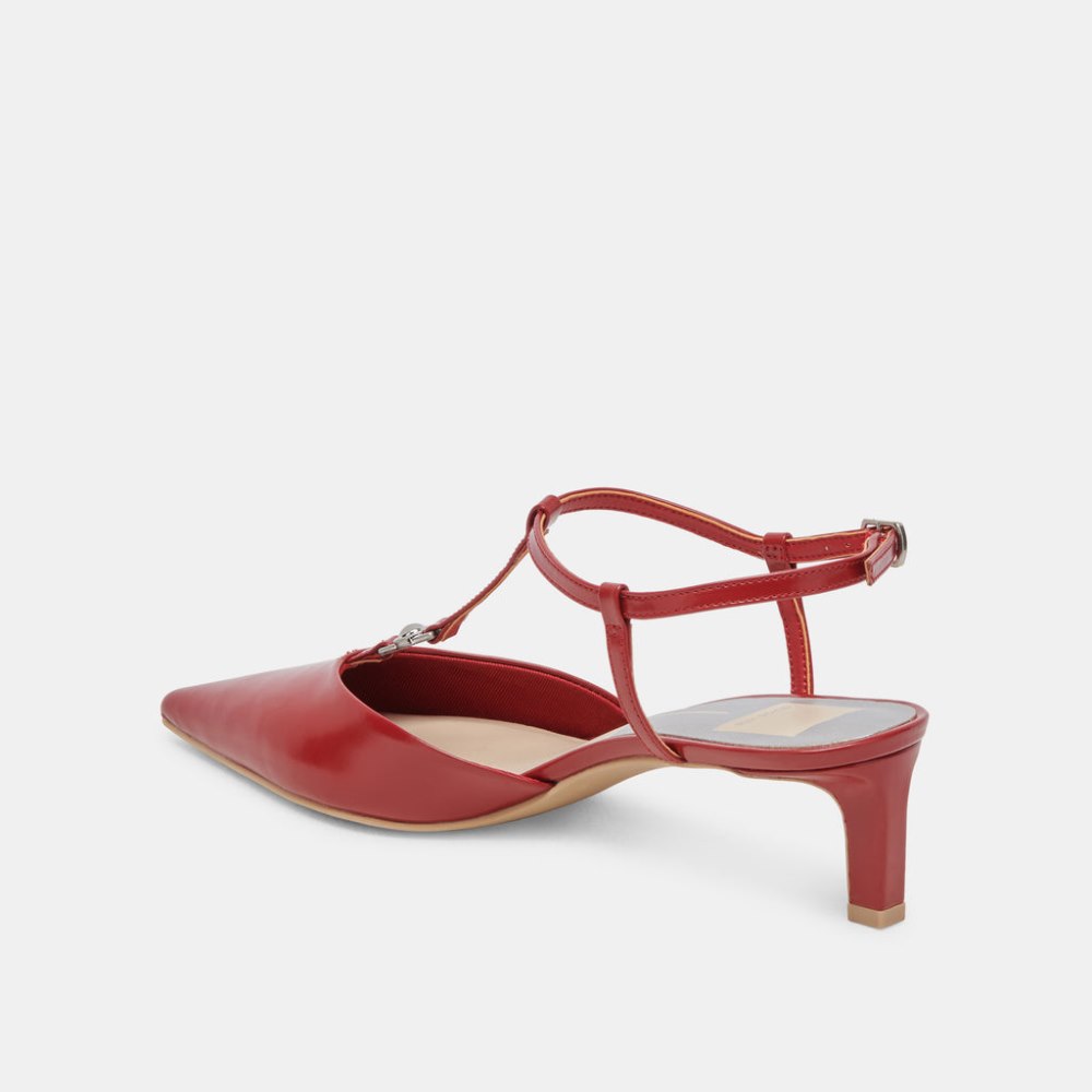 Dolce Vita Lavon Heels Red Crinkle Patent