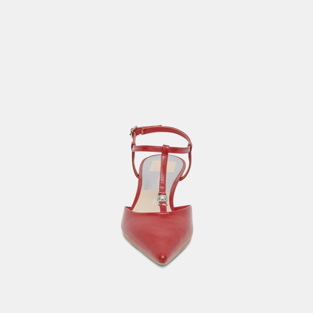 Dolce Vita Lavon Heels Red Crinkle Patent