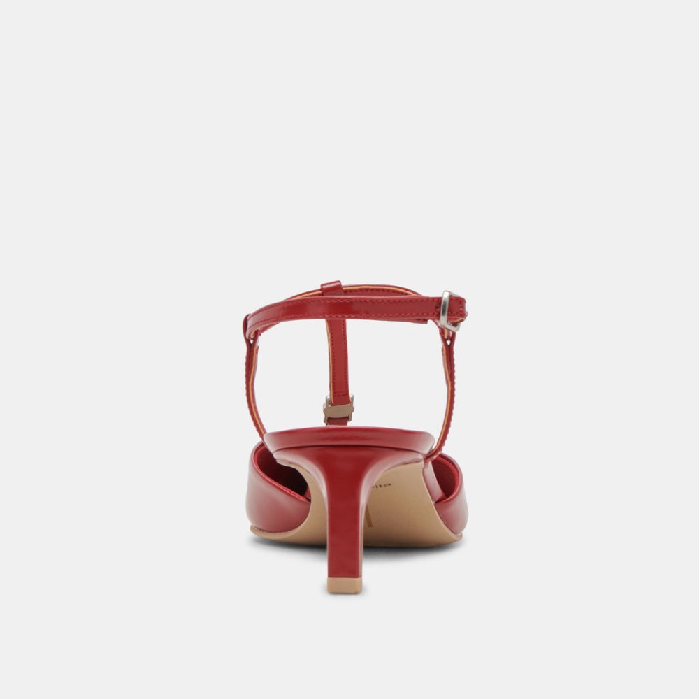 Dolce Vita Lavon Heels Red Crinkle Patent
