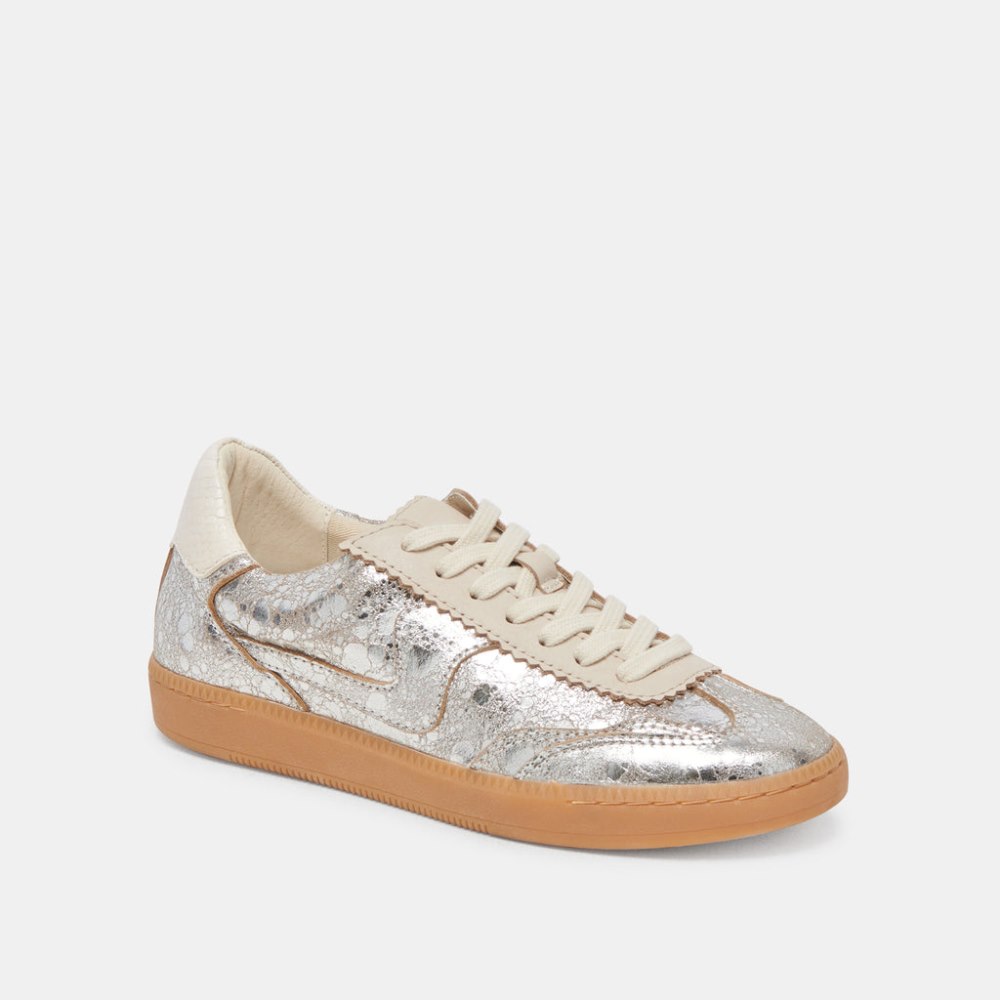 Dolce Vita Notice Wide Sneakers Silver Distressed Leather