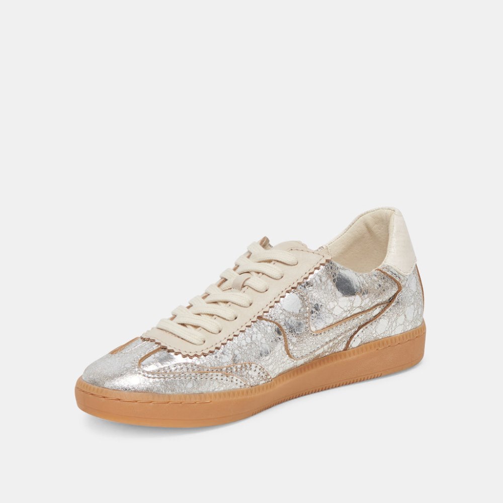 Dolce Vita Notice Wide Sneakers Silver Distressed Leather