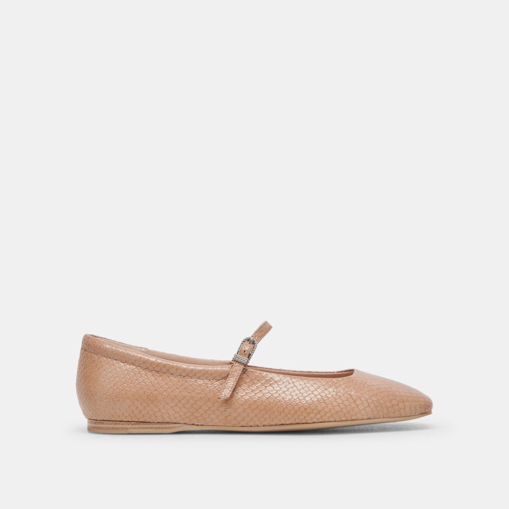 Dolce Vita Reyes Ballet Flats Toffee Snake Embossed