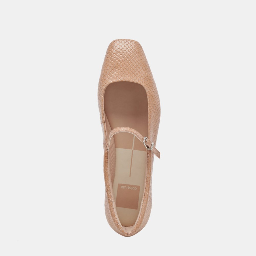 Dolce Vita Reyes Ballet Flats Toffee Snake Embossed