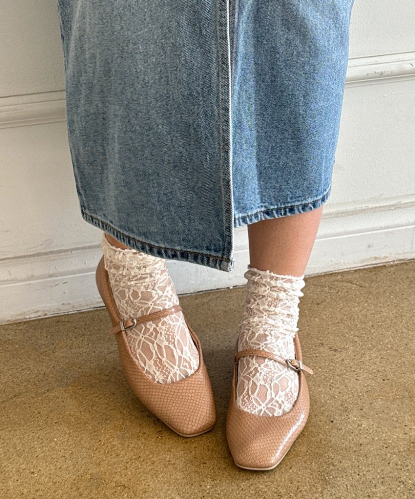 Dolce Vita Reyes Ballet Flats Toffee Snake Embossed