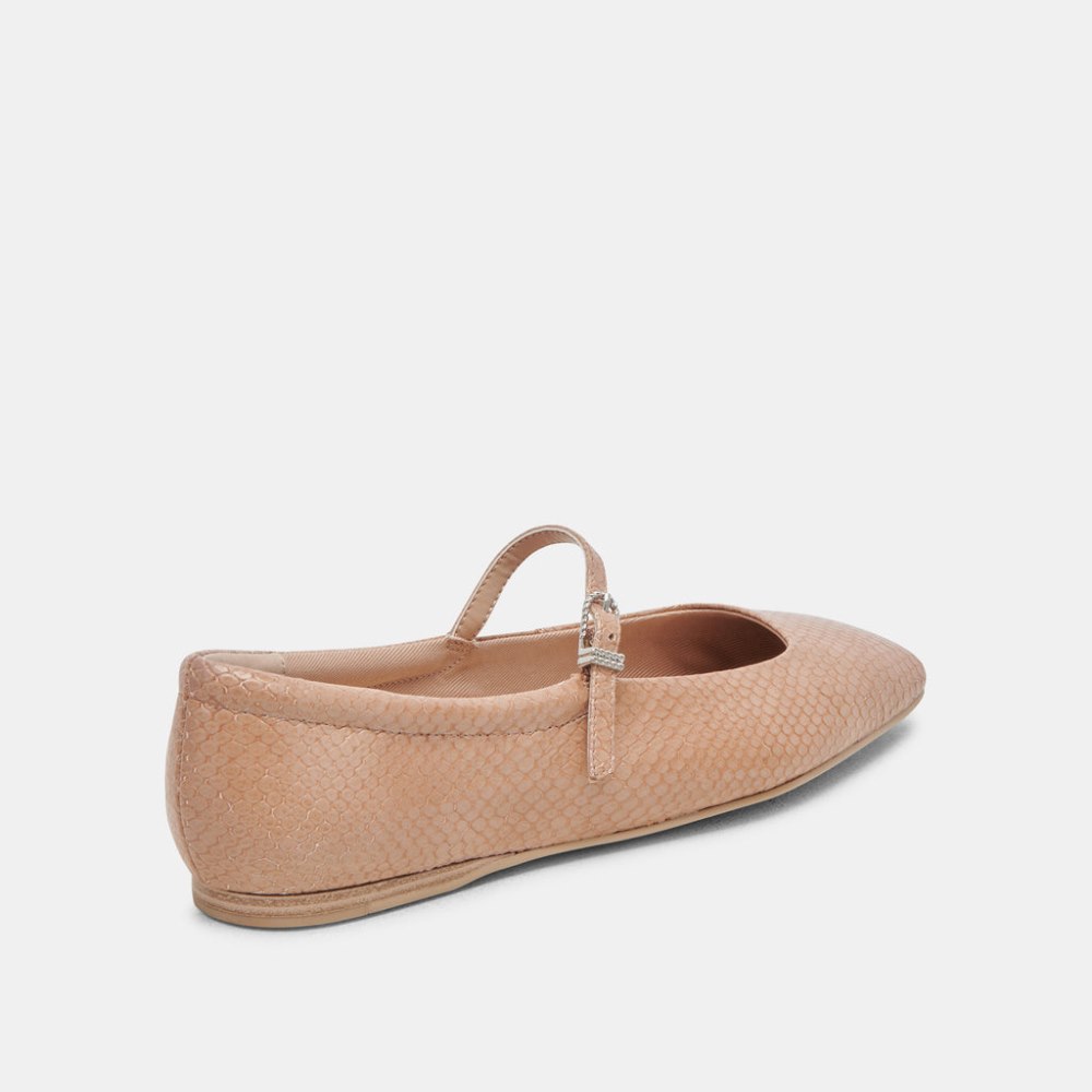 Dolce Vita Reyes Ballet Flats Toffee Snake Embossed