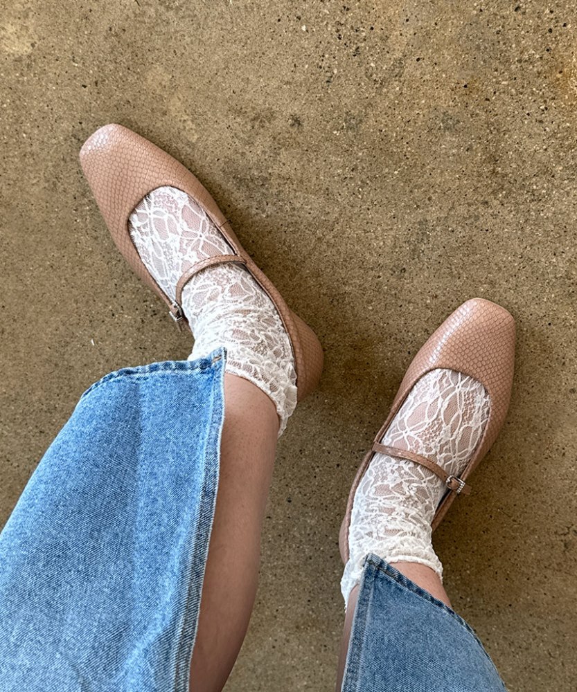 Dolce Vita Reyes Ballet Flats Toffee Snake Embossed