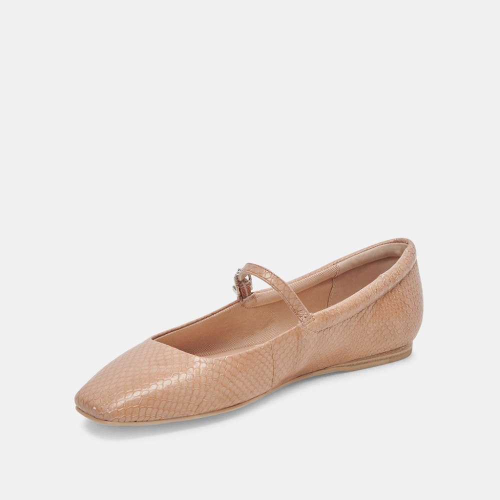 Dolce Vita Reyes Ballet Flats Toffee Snake Embossed