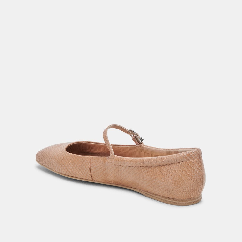 Dolce Vita Reyes Ballet Flats Toffee Snake Embossed