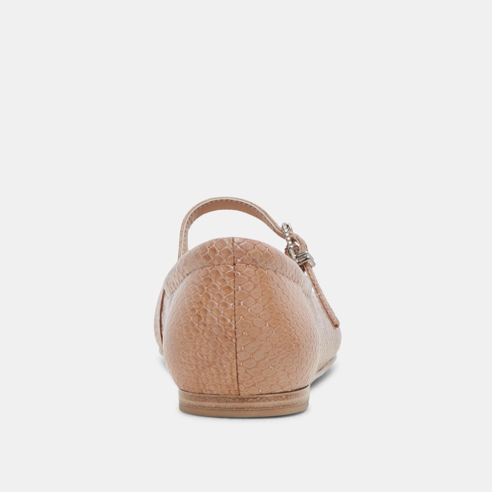 Dolce Vita Reyes Ballet Flats Toffee Snake Embossed