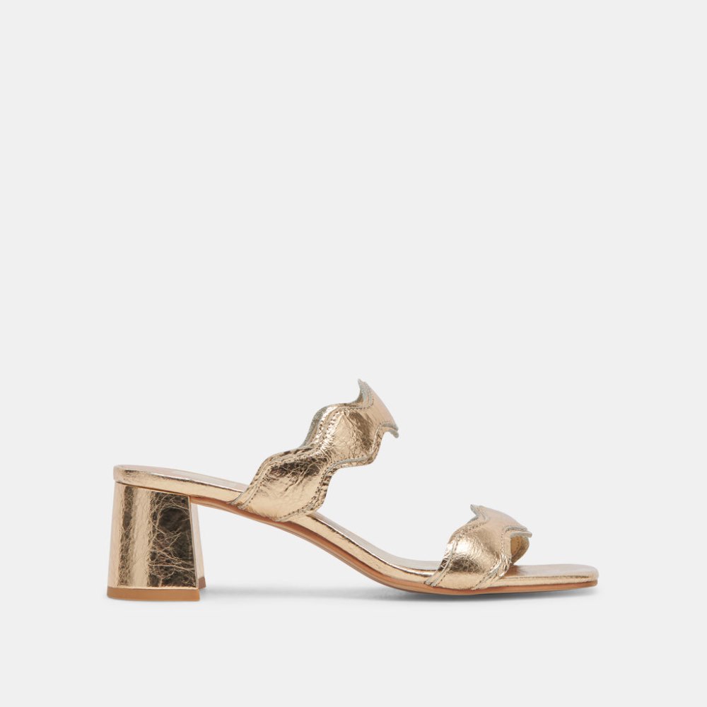 Dolce Vita Ilva Mid Heels Gold Distressed Leather