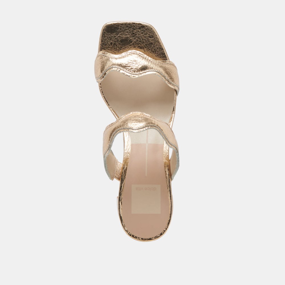 Dolce Vita Ilva Mid Heels Gold Distressed Leather