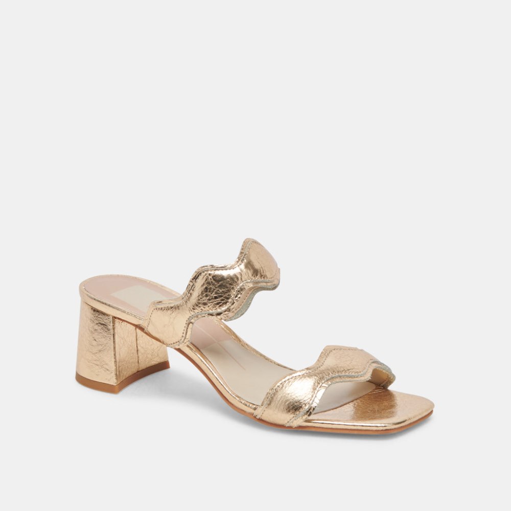 Dolce Vita Ilva Mid Heels Gold Distressed Leather