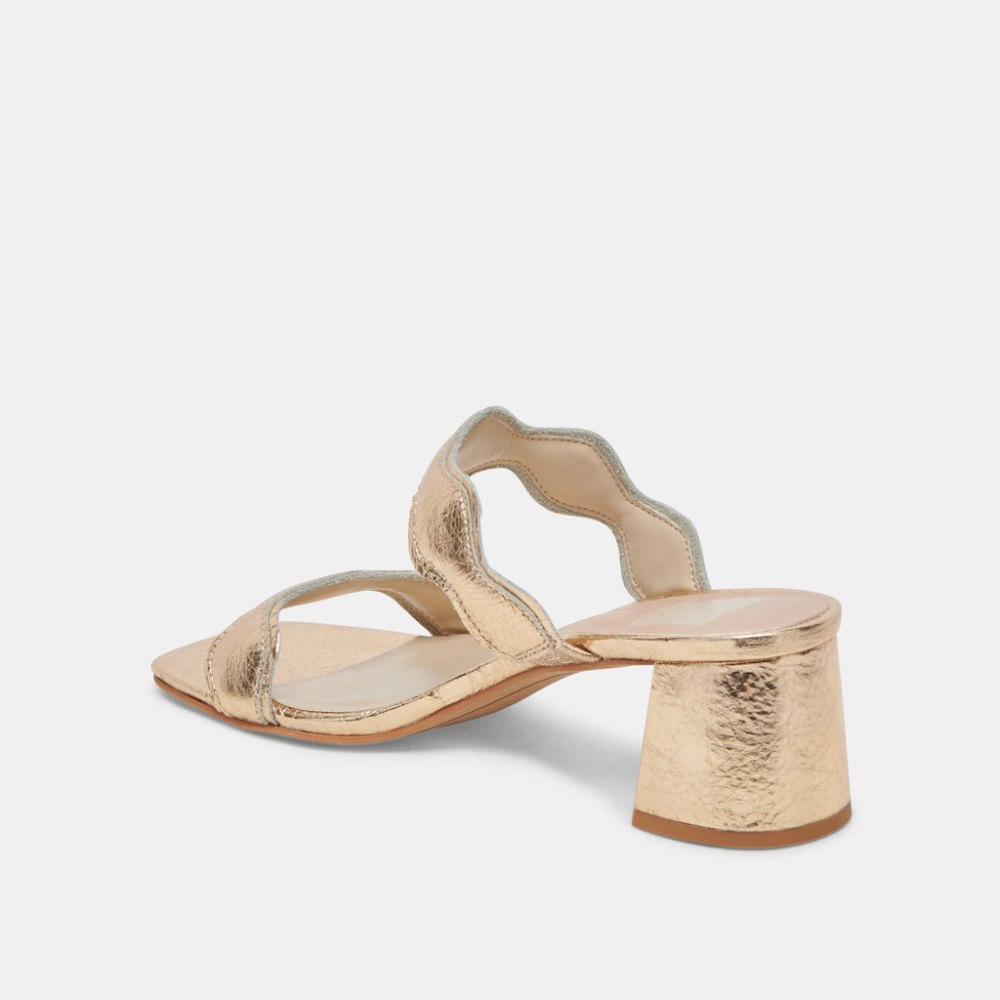 Dolce Vita Ilva Mid Heels Gold Distressed Leather