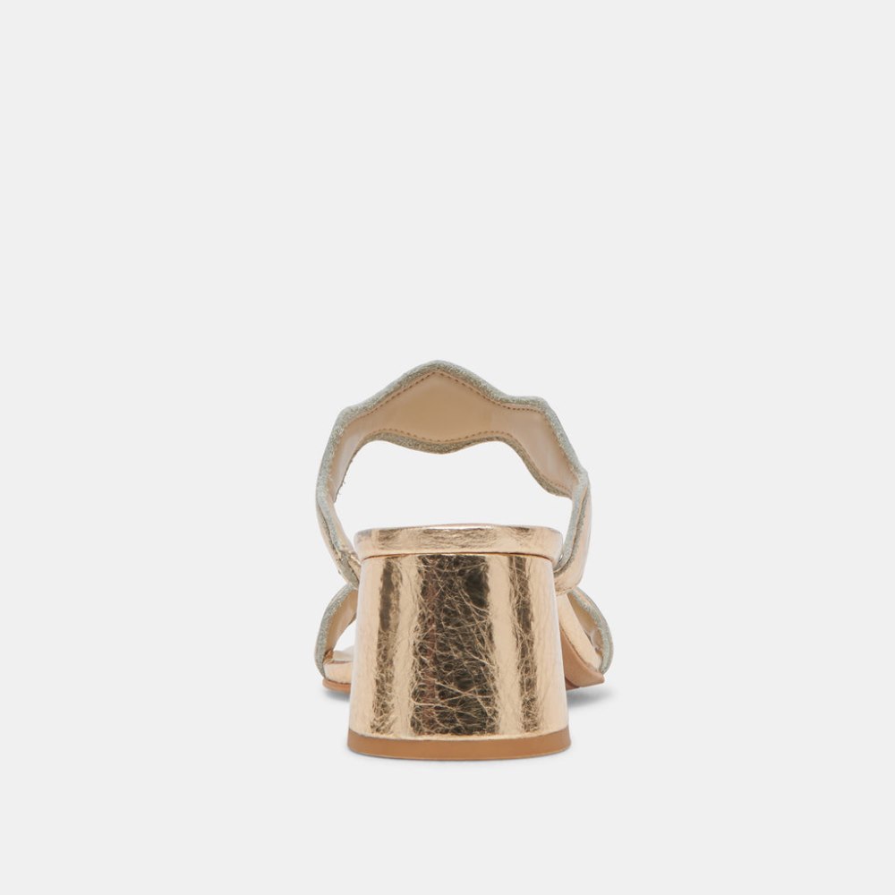 Dolce Vita Ilva Mid Heels Gold Distressed Leather