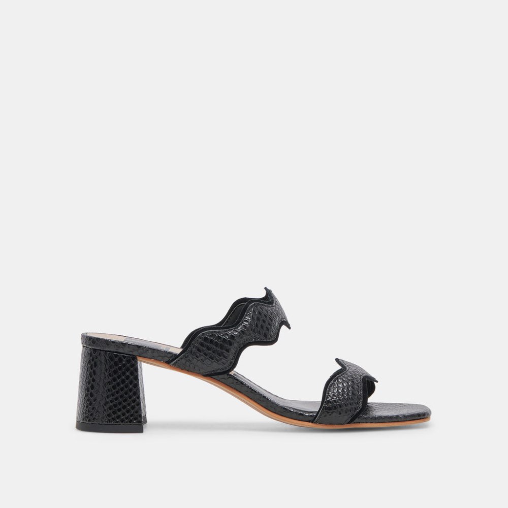 Dolce Vita Ilva Mid Heels Onyx Embossed Leather